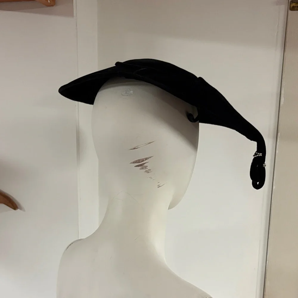 Vintage  Black Women's Hat With Beaded Tassles